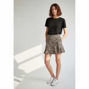 Floral Print Women's Skirt with Zip Closure